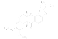 Line-drawn chemical structure of a steroid-like molecule with four fused rings, multiple methyl groups, and a side chain on the upper-right.